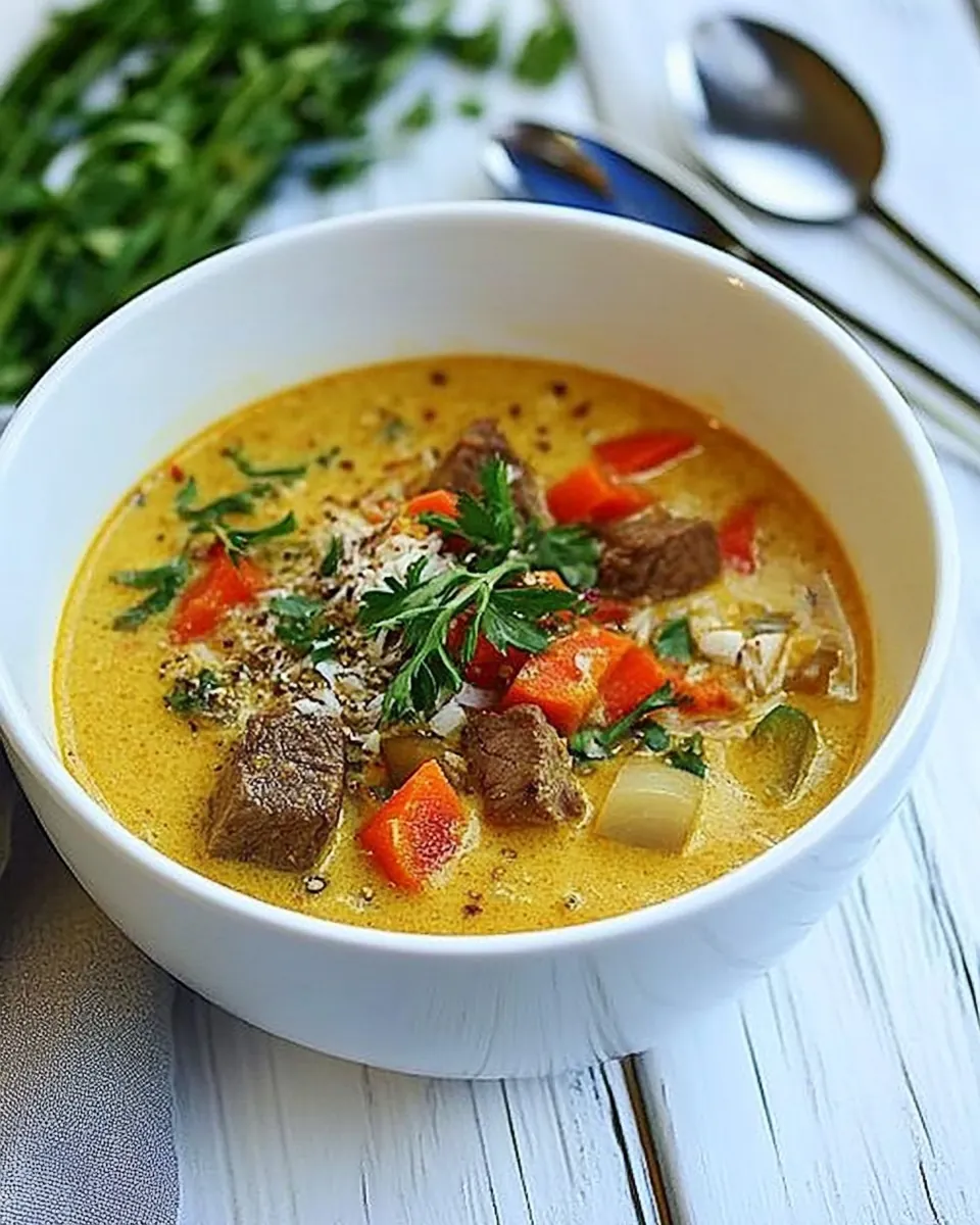 Thai Beef Coconut Curry Soup