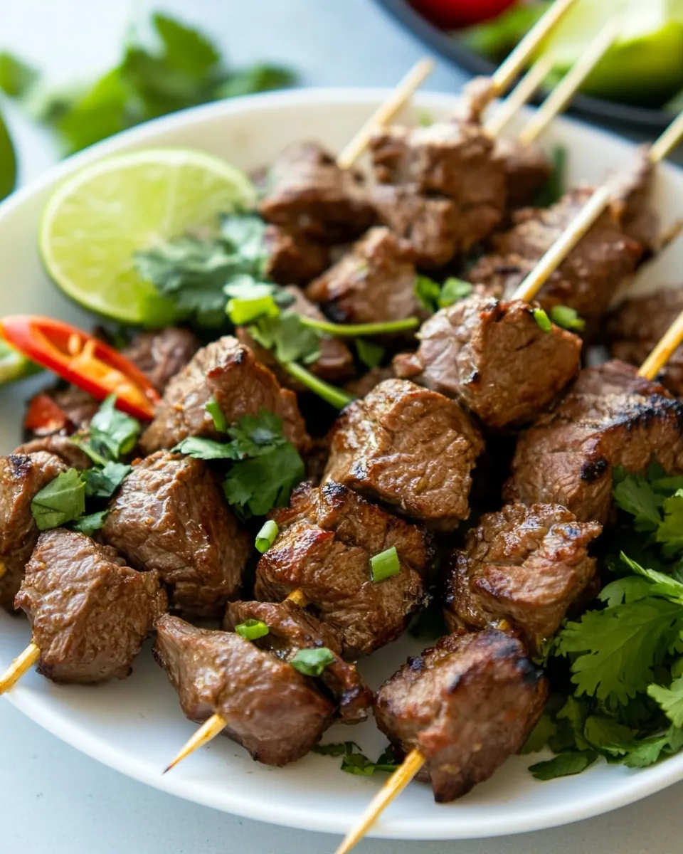 Thai Beef Skewers with Hot Sour Dressing