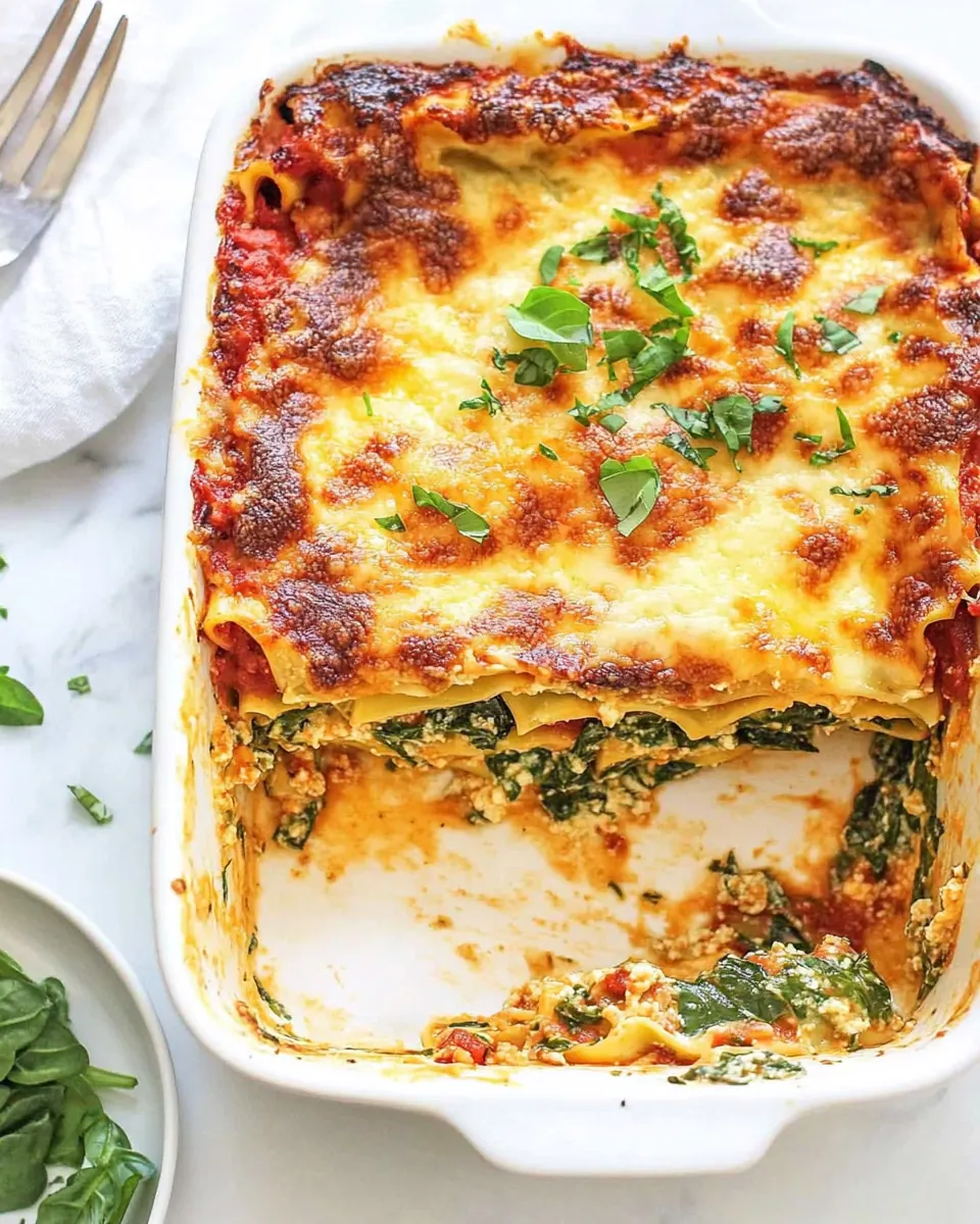 The Cheesiest Spinach and Cheese Lasagna