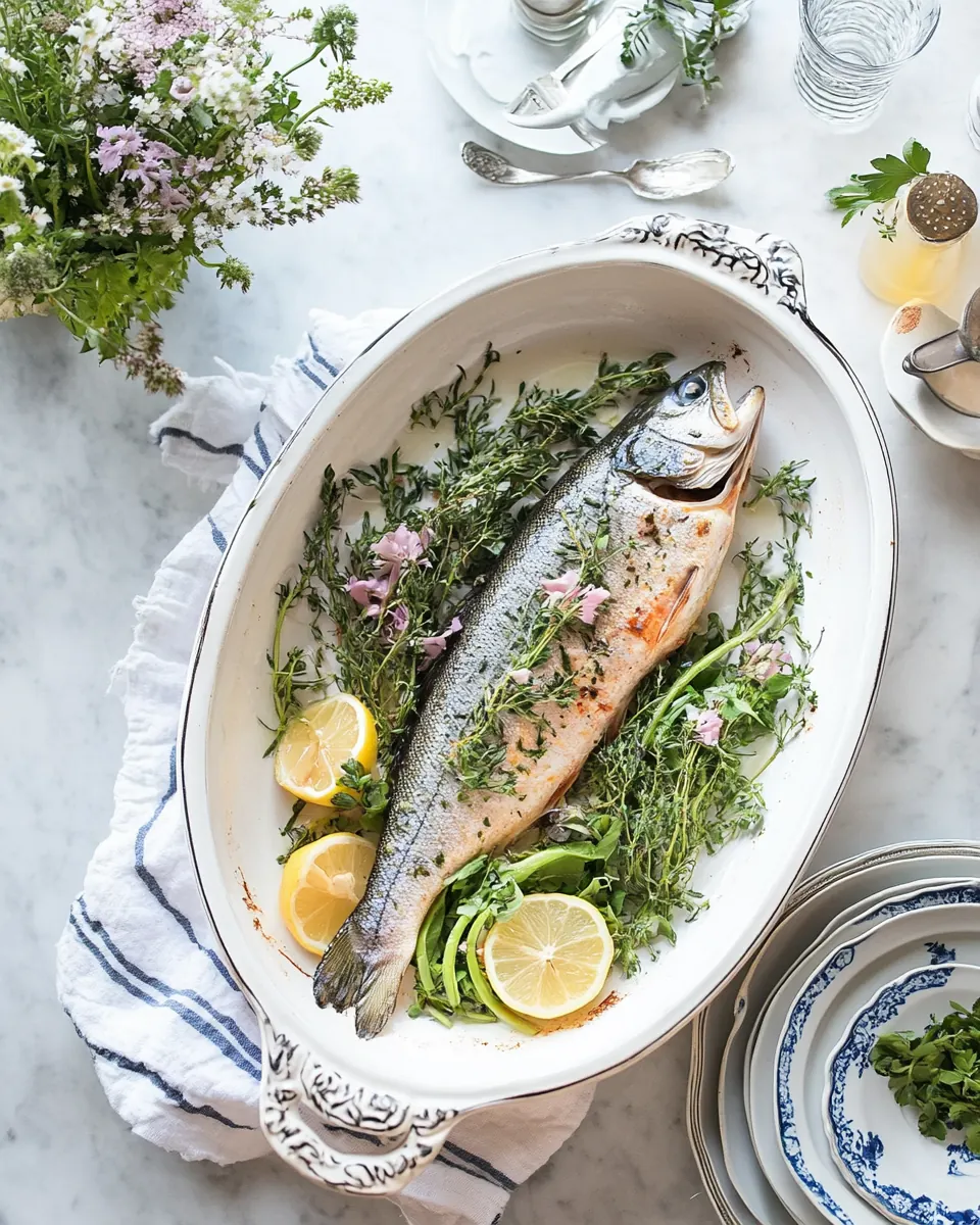 The best baked whole trout with herbs lemon