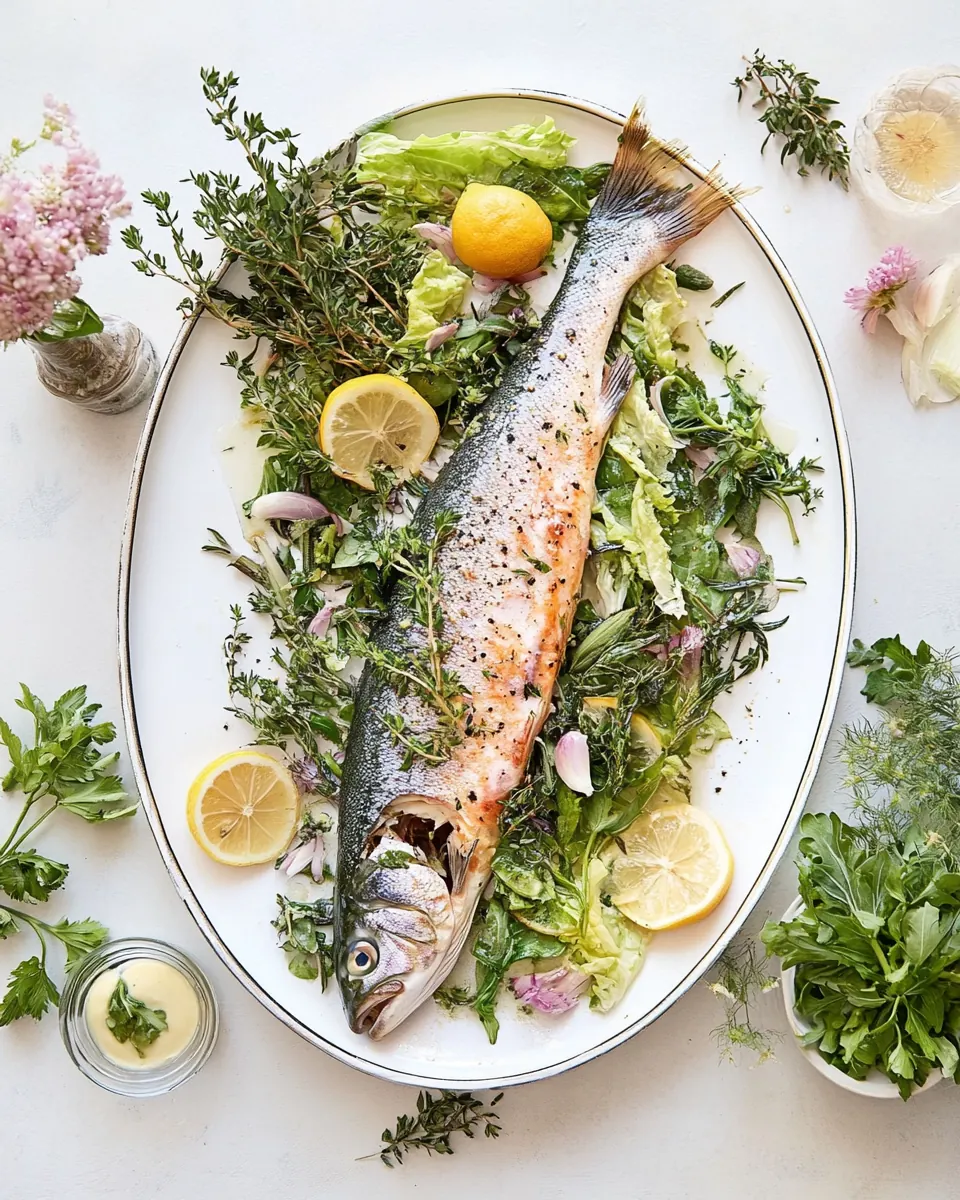 The best baked whole trout with herbs lemon