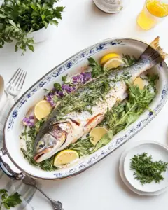 The best baked whole trout with herbs lemon
