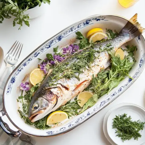The best baked whole trout with herbs lemon