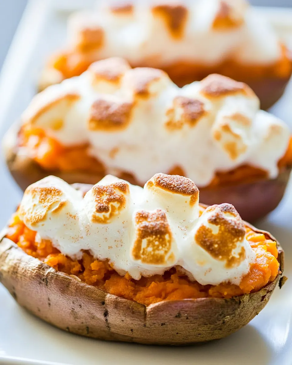 Toasted Marshmallow Twice Baked Sweet Potatoes