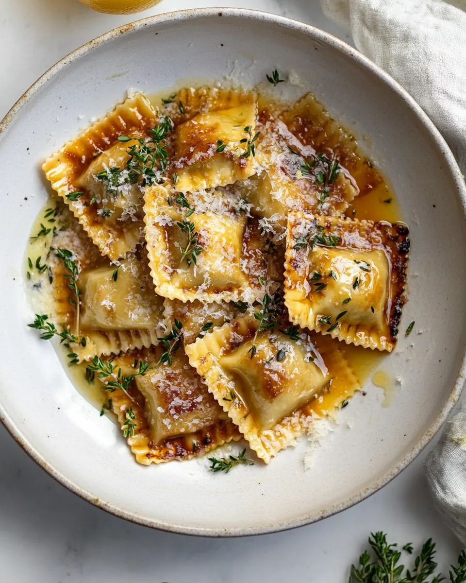 Toasted Skillet Ravioli with Lemon Brown Butter