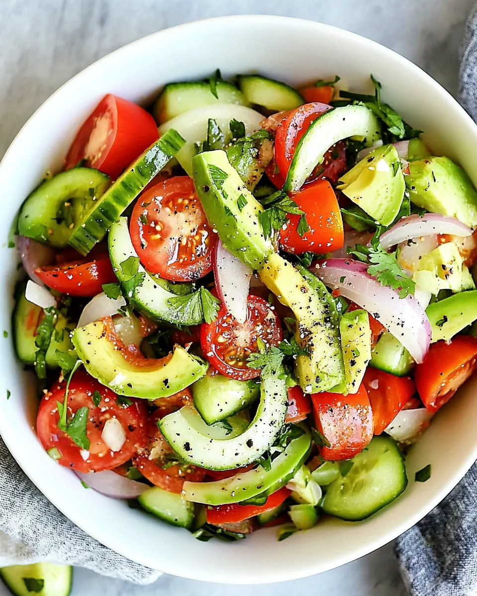 Tomato Avocado Cucumber and Maui Onion Salad