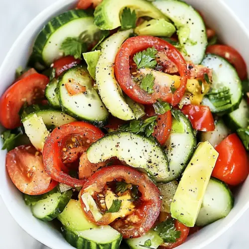 Tomato Avocado Cucumber and Maui Onion Salad
