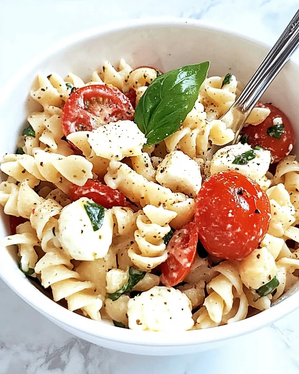 Tomato Basil Pasta Salad with Mozzarella Fontina