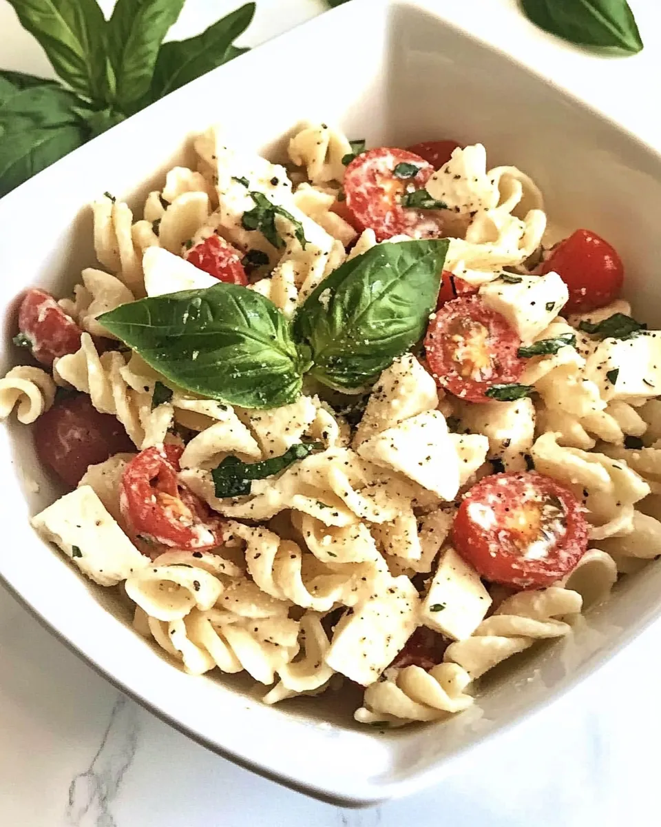 Tomato Basil Pasta Salad with Mozzarella Fontina