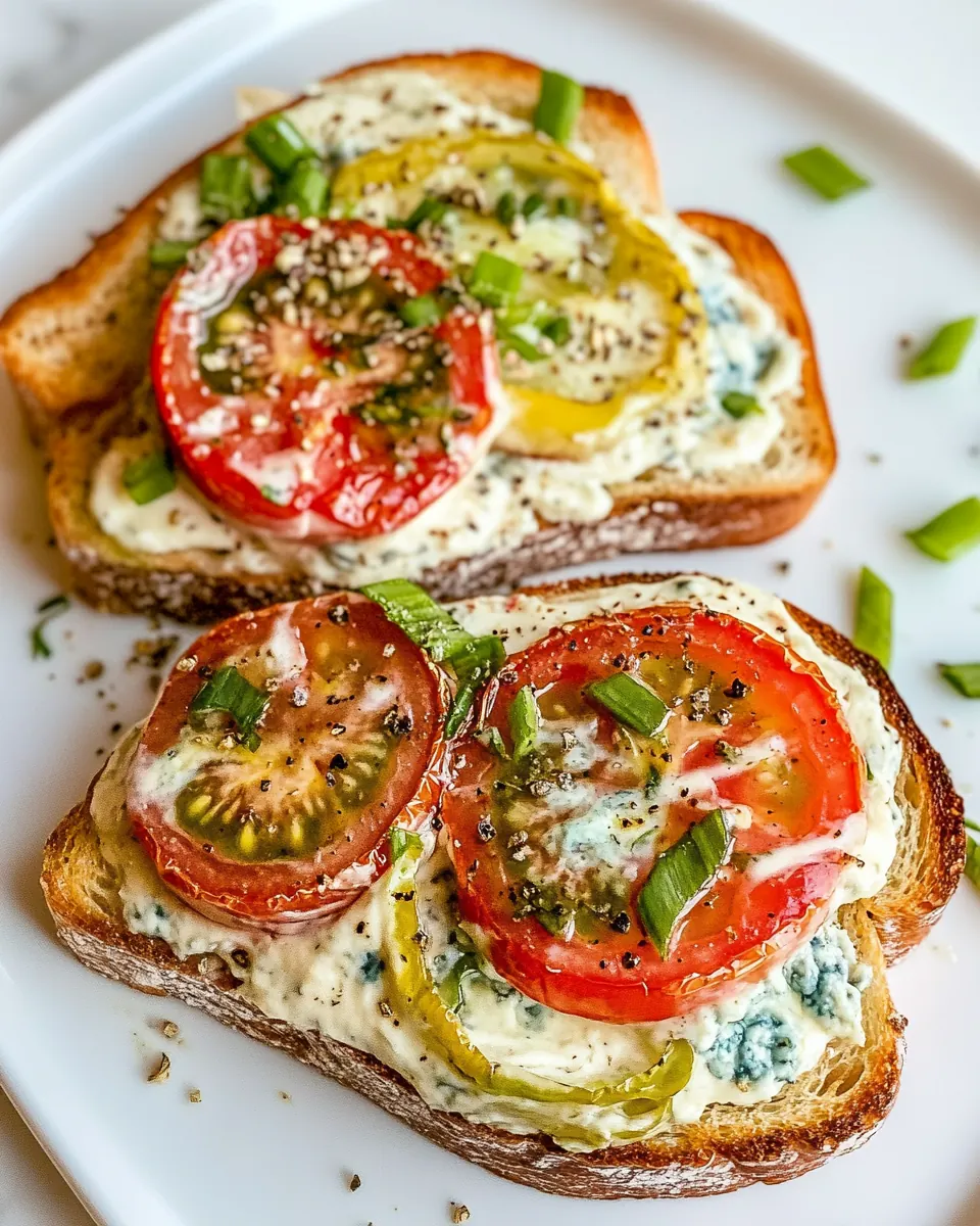 Tomato Picnic Toast with Blue Cheese Mayo