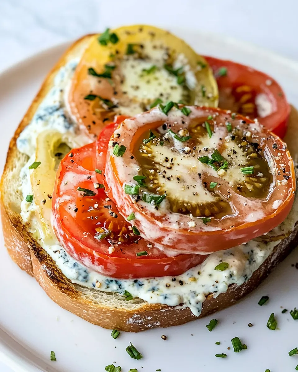 Tomato Picnic Toast with Blue Cheese Mayo