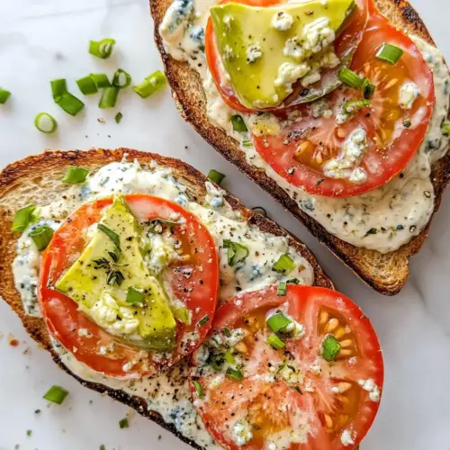 Tomato Picnic Toast with Blue Cheese Mayo