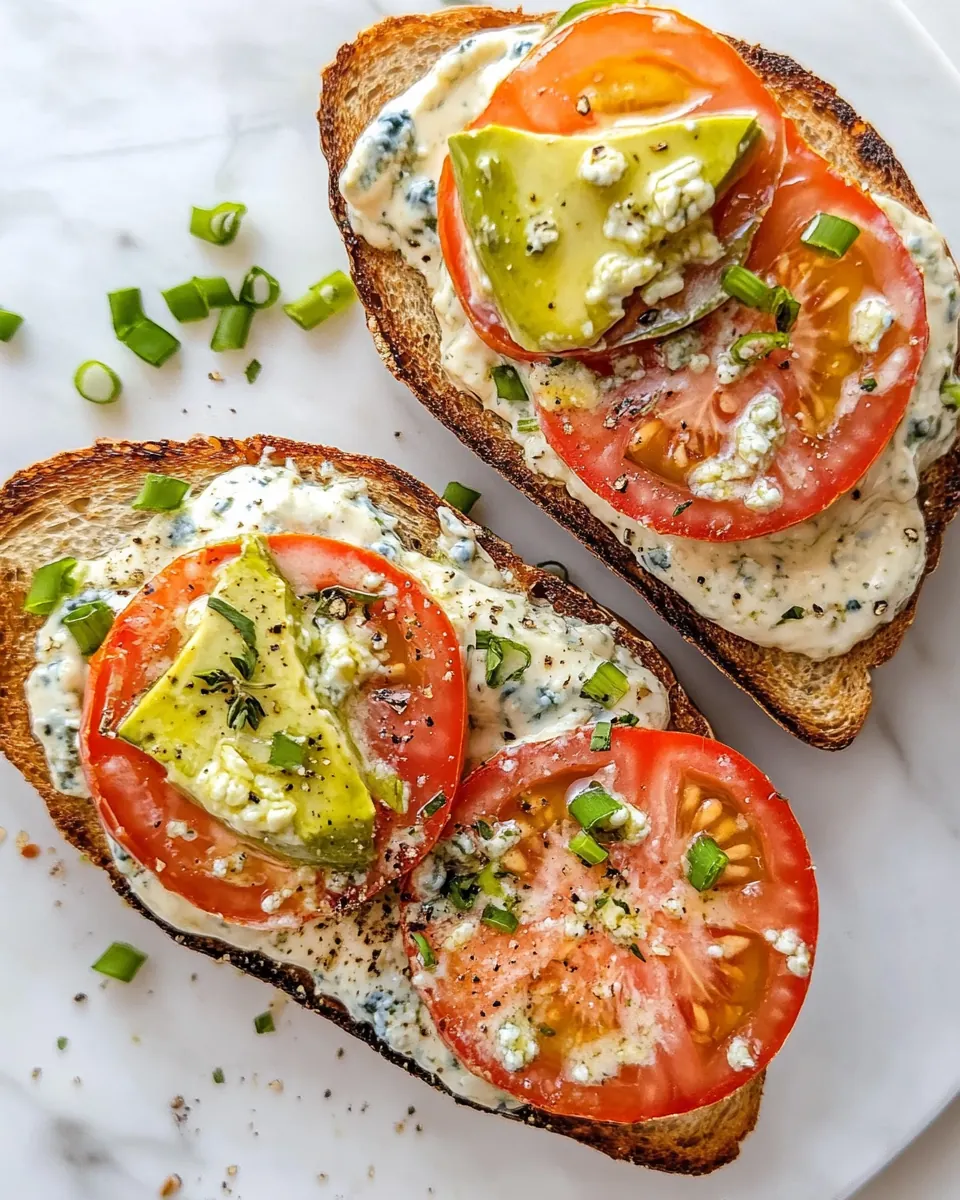 Tomato Picnic Toast with Blue Cheese Mayo