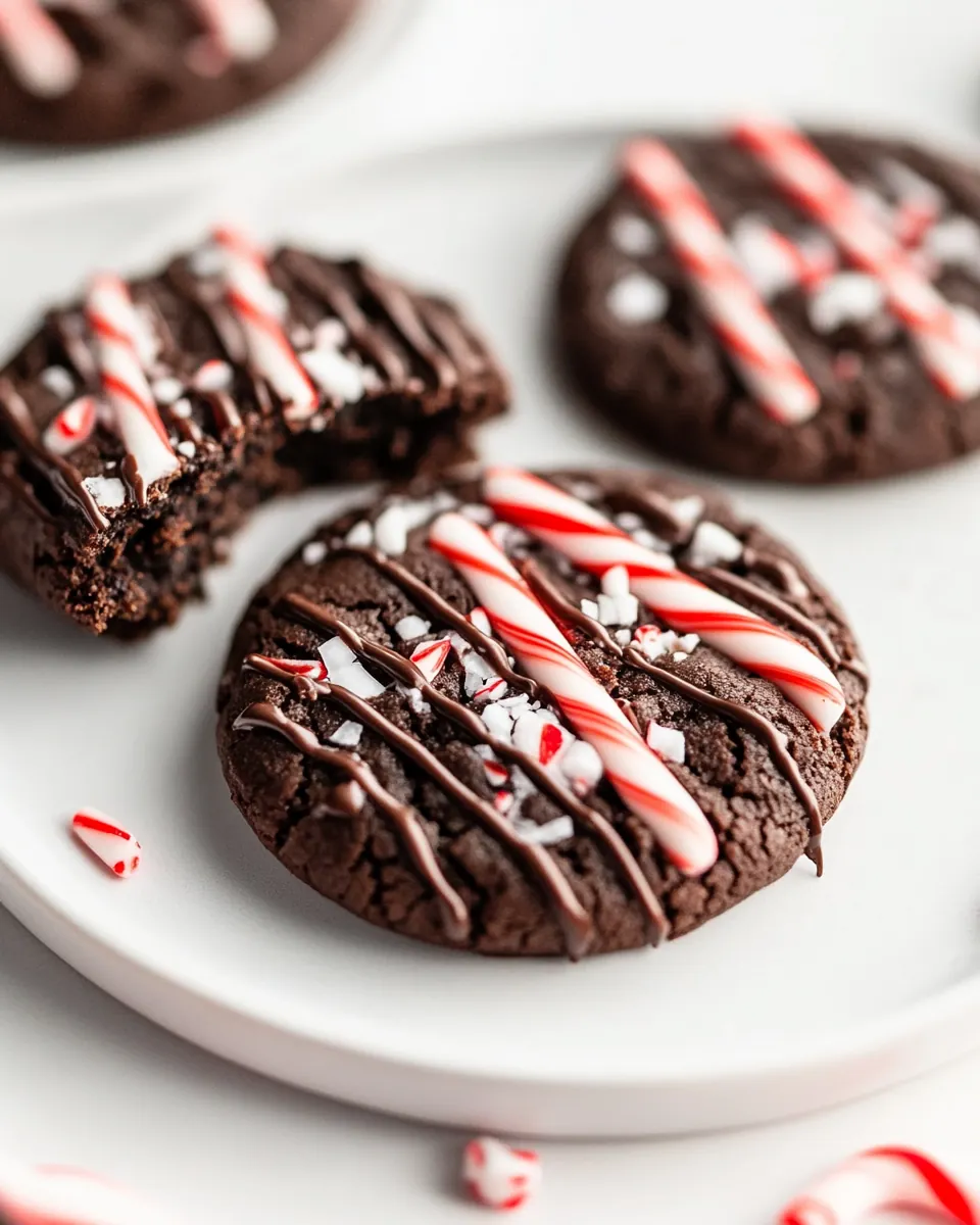 Triple Chocolate Candy Cane Cookies