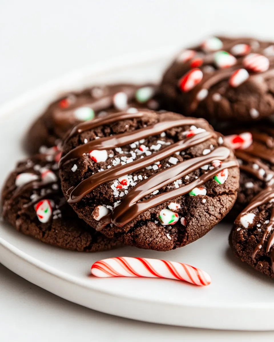 Triple Chocolate Candy Cane Cookies
