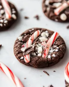 Triple Chocolate Candy Cane Cookies