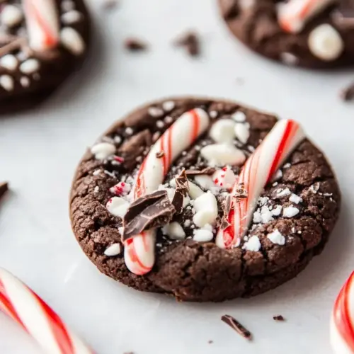 Triple Chocolate Candy Cane Cookies