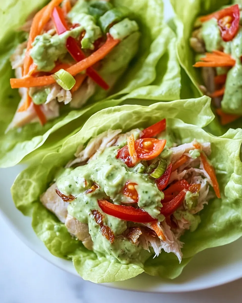 Tuna Lettuce Wrap with Avocado Yogurt Dressing