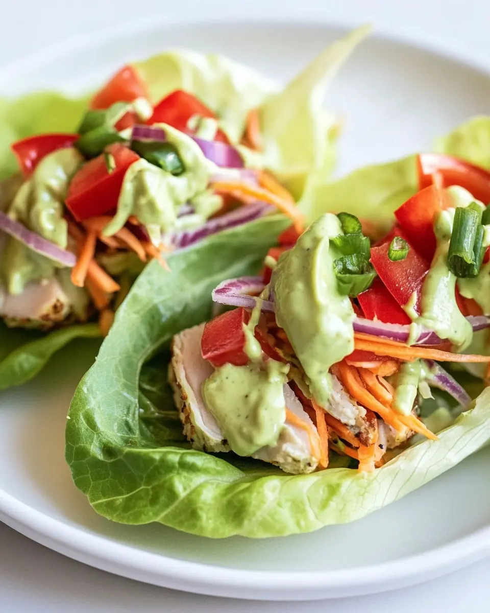 Tuna Lettuce Wrap with Avocado Yogurt Dressing