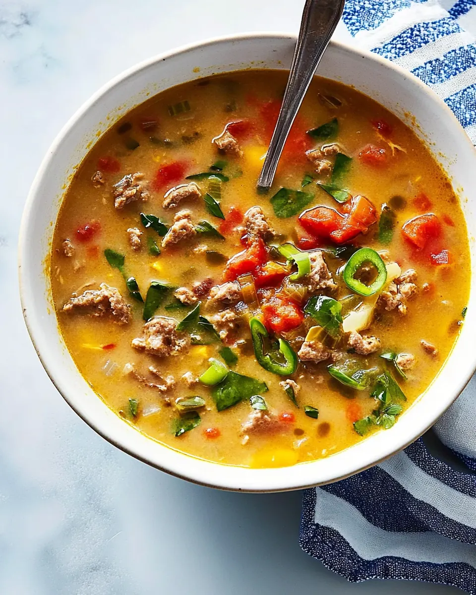 Turkey Cheeseburger Soup