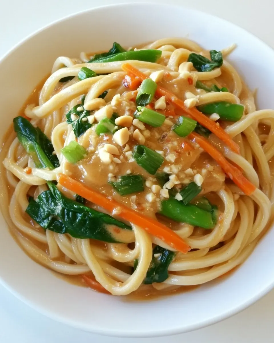 Udon Noodles with Asian Vegetables and Peanut Sauce