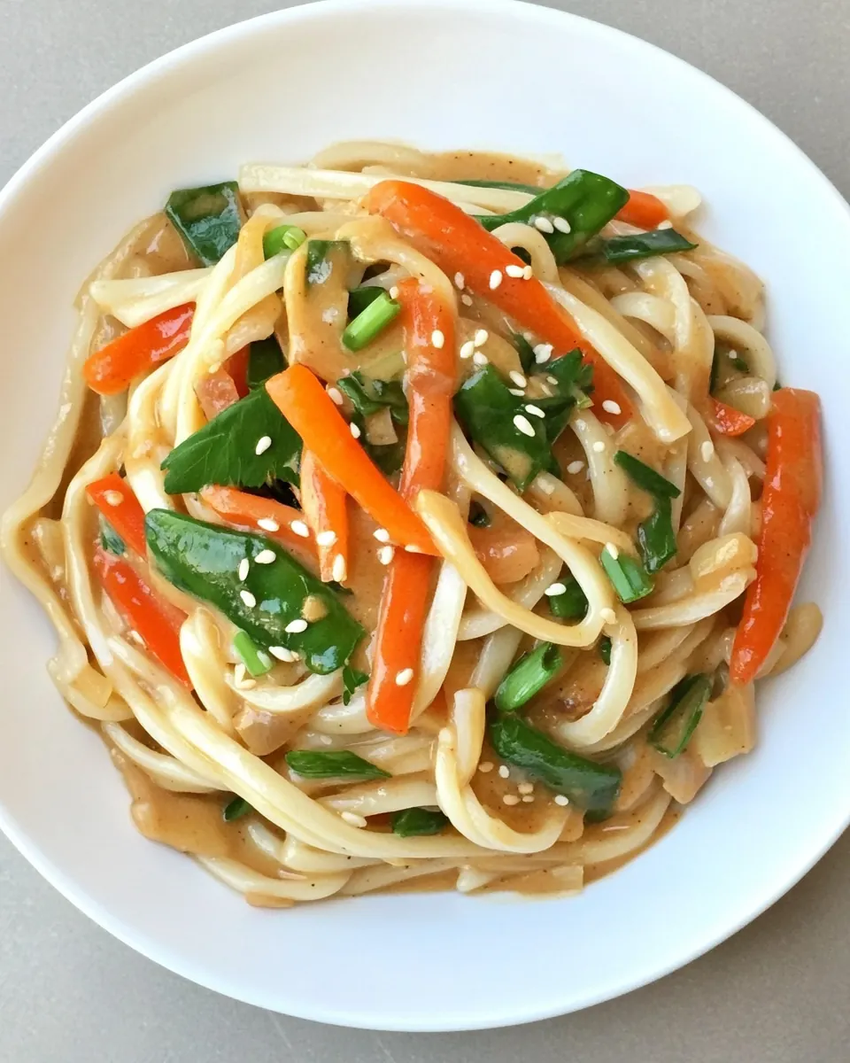 Udon Noodles with Asian Vegetables and Peanut Sauce