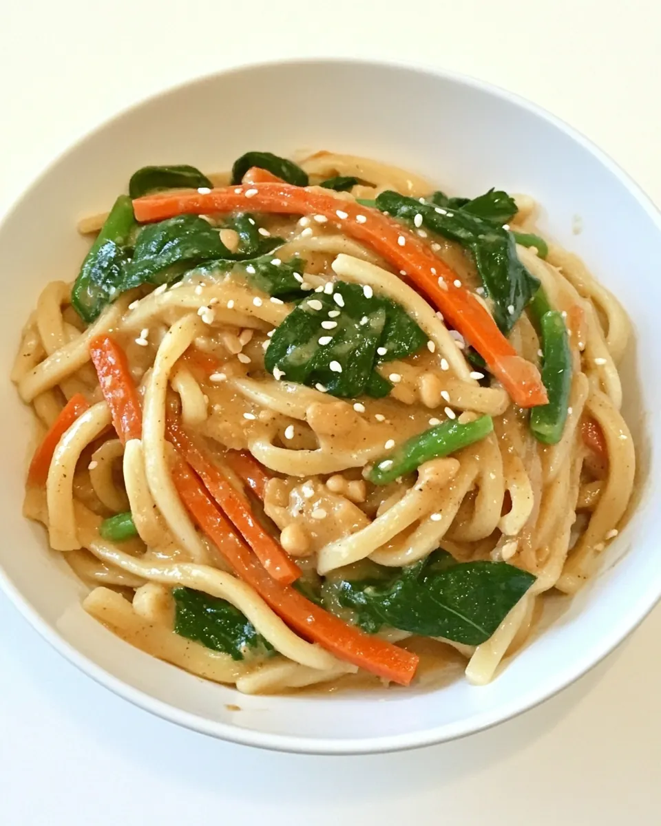 Udon Noodles with Asian Vegetables and Peanut Sauce