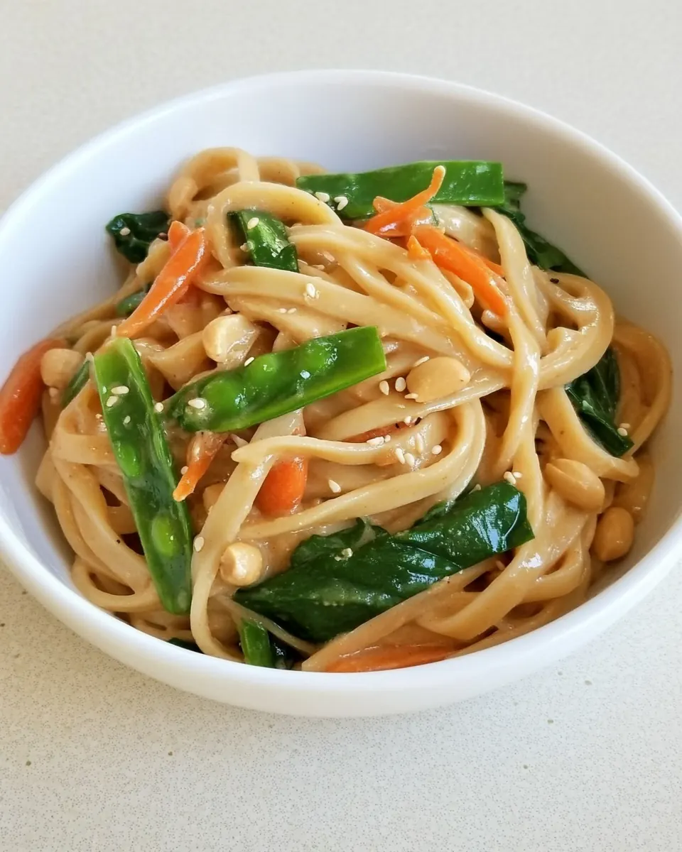 Udon Noodles with Asian Vegetables and Peanut Sauce