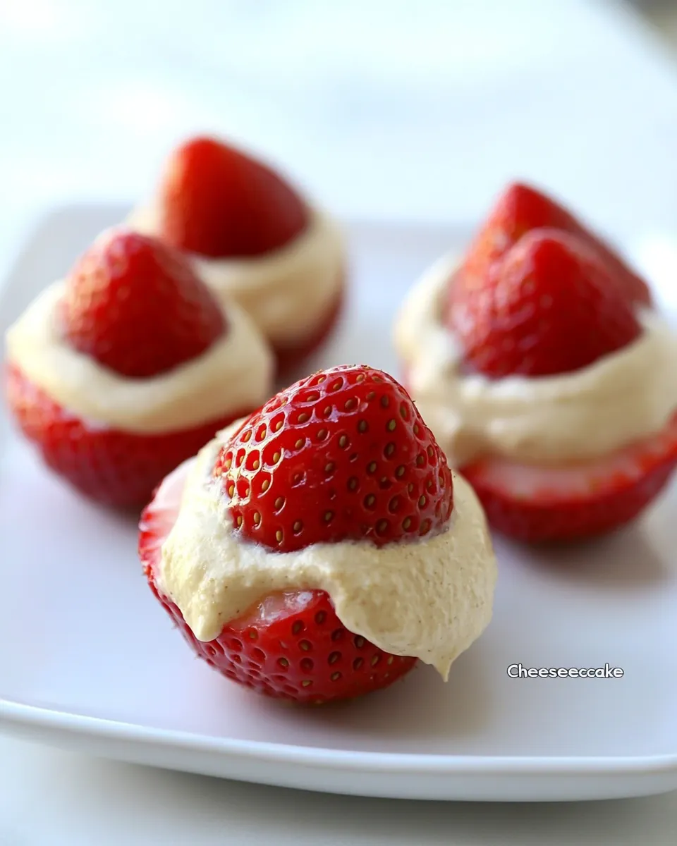 Vegan Cheesecake Stuffed Strawberries