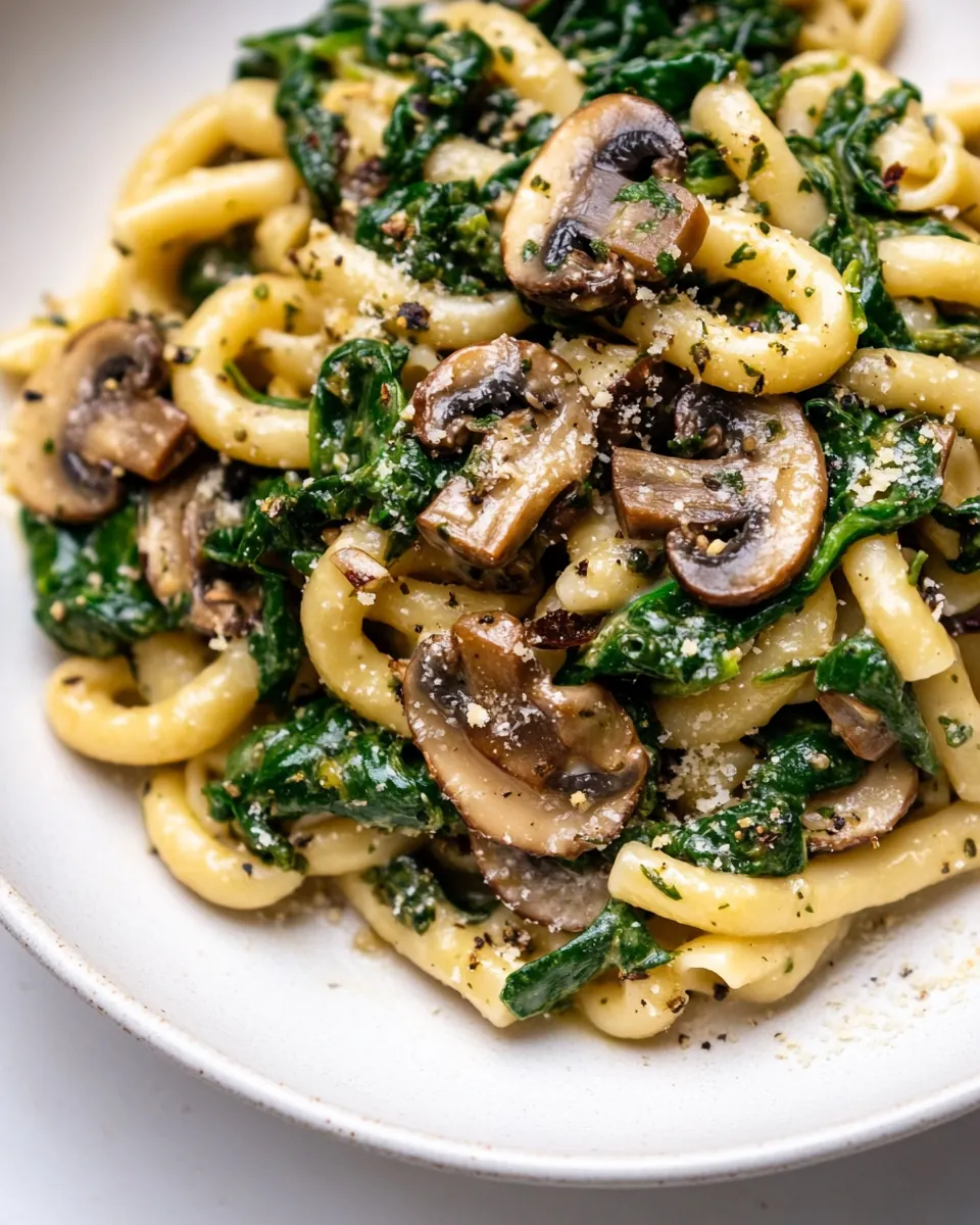 Vegan Spinach and Mushroom Pasta