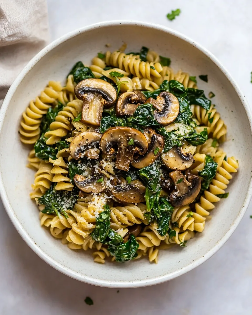 Vegan Spinach and Mushroom Pasta