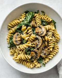 Vegan Spinach and Mushroom Pasta