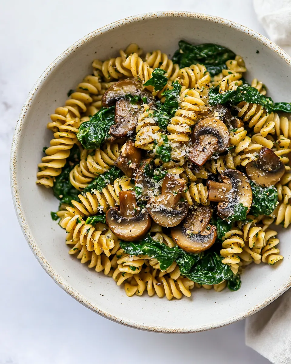 Vegan Spinach and Mushroom Pasta