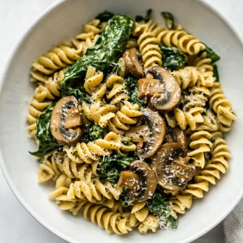 Vegan Spinach and Mushroom Pasta