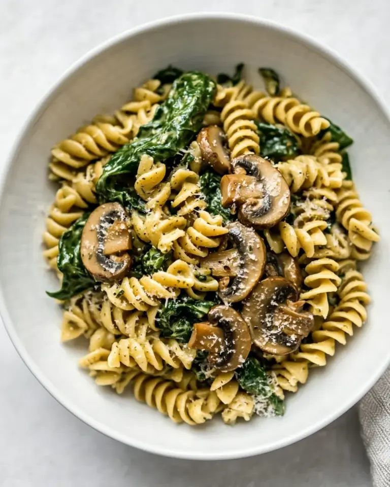 Vegan Spinach and Mushroom Pasta
