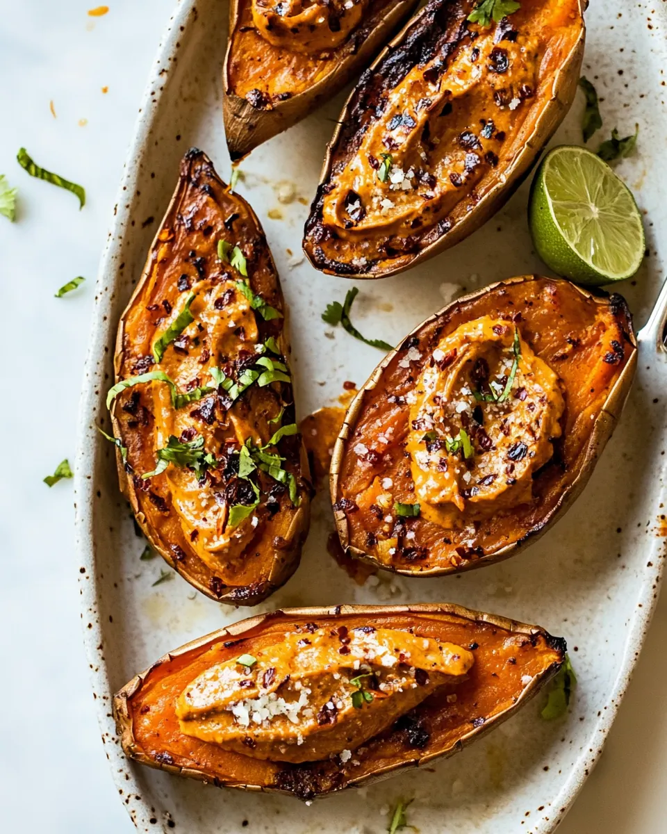 Vegan Twice Baked Sweet Potatoes with Chili Lime