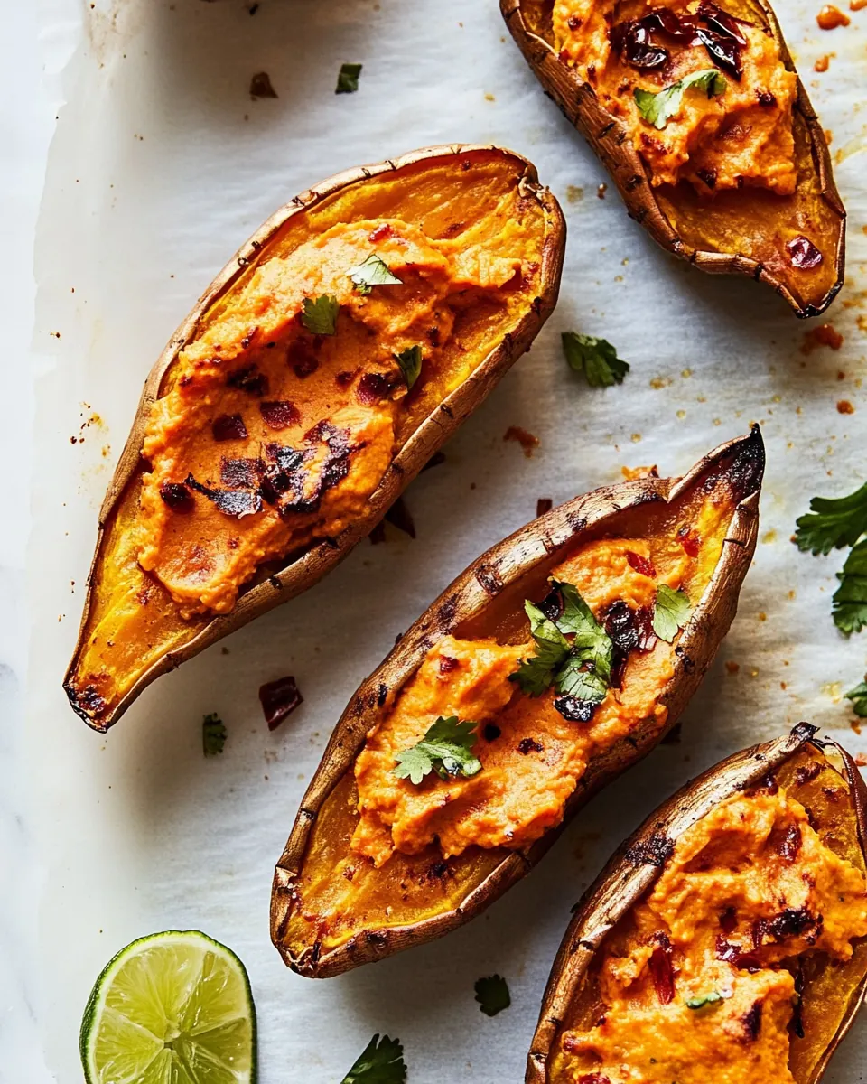 Vegan Twice Baked Sweet Potatoes with Chili Lime