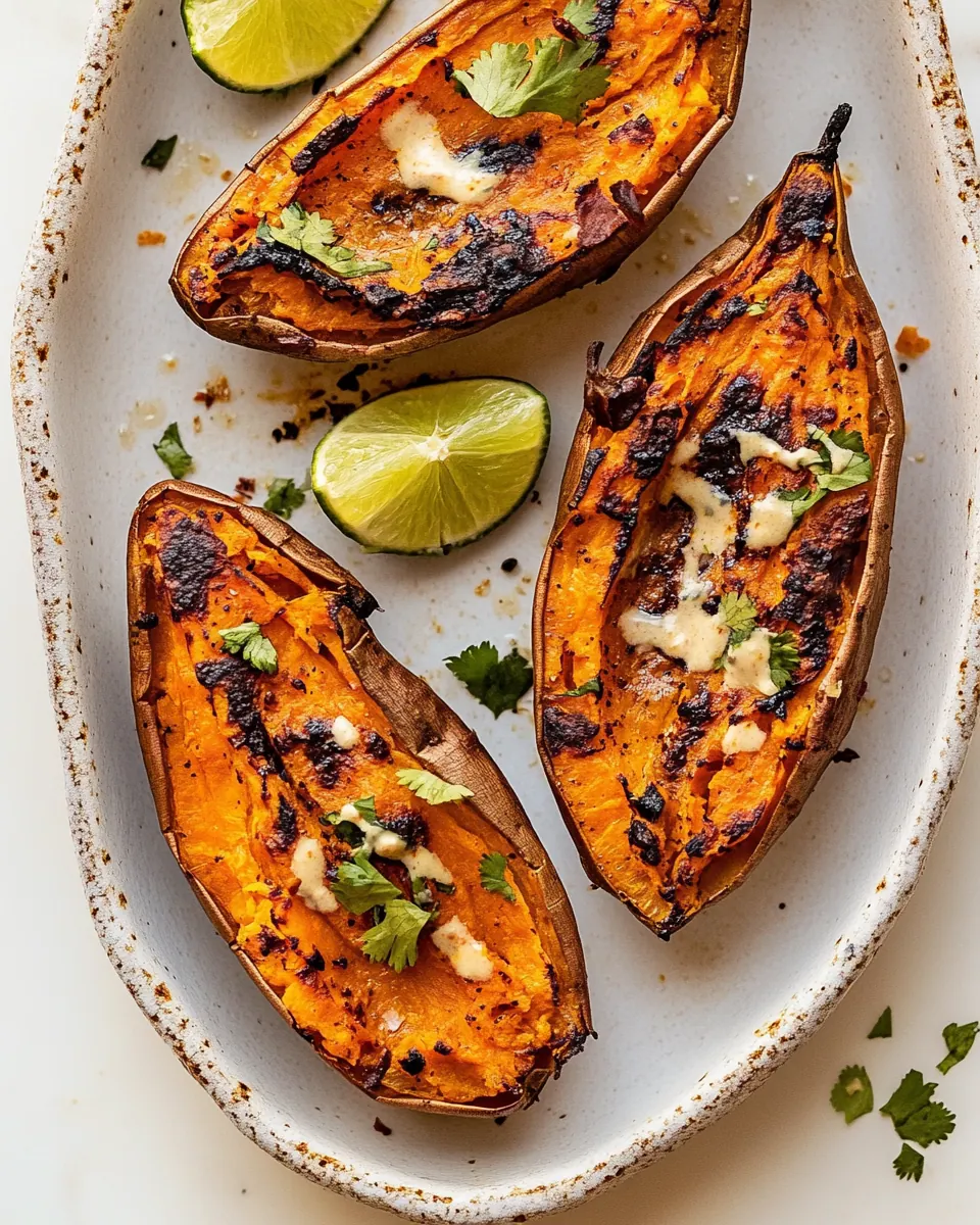 Vegan Twice Baked Sweet Potatoes with Chili Lime