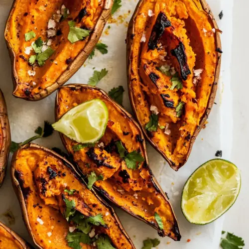 Vegan Twice Baked Sweet Potatoes with Chili Lime