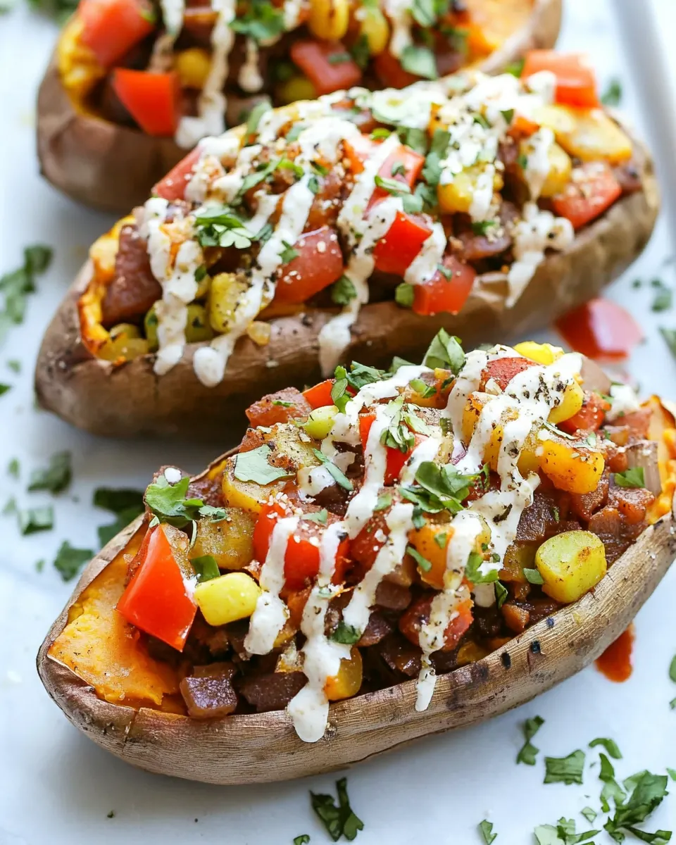 Veggie Fajita Stuffed Sweet Potatoes