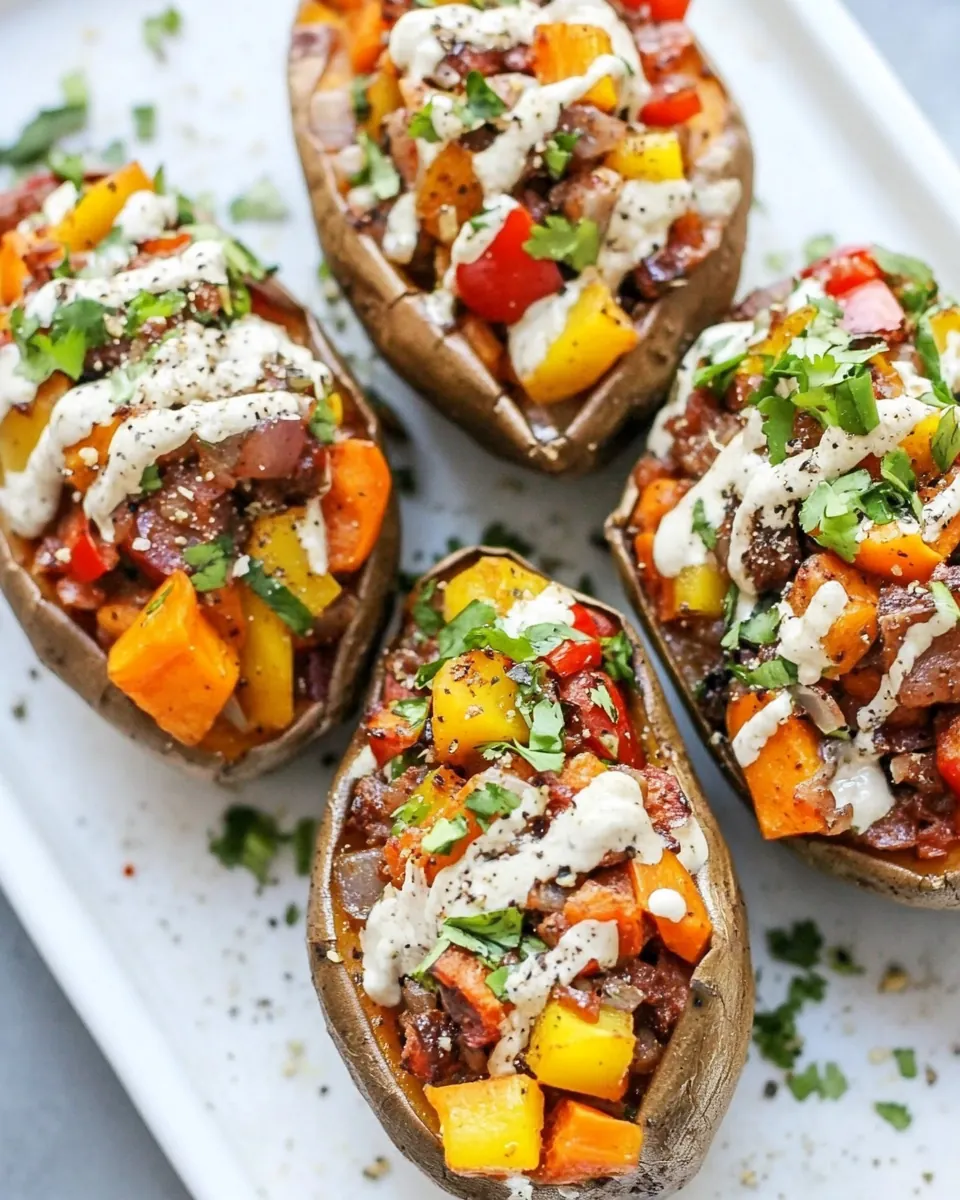 Veggie Fajita Stuffed Sweet Potatoes