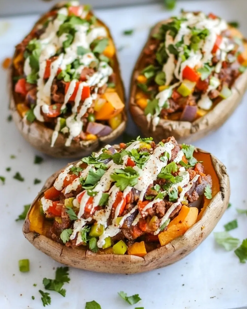 Veggie Fajita Stuffed Sweet Potatoes