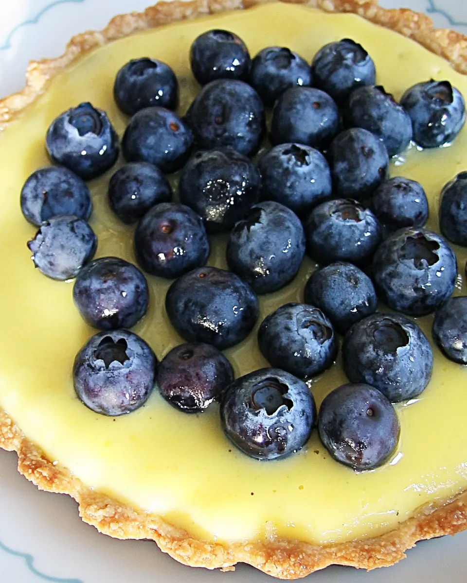 White Balsamic Custard Tart with Blueberries
