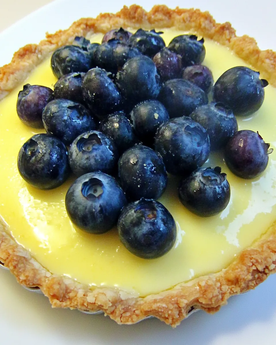 White Balsamic Custard Tart with Blueberries