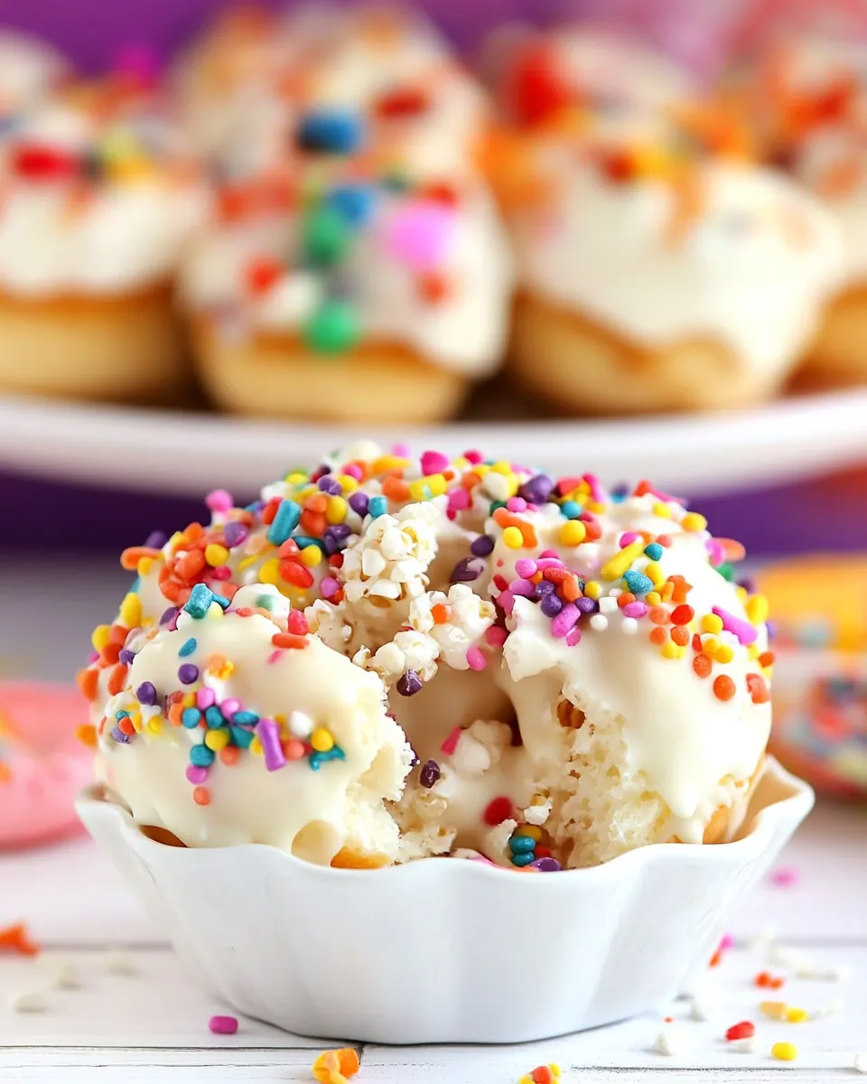 White Chocolate Funfetti Popcorn Donuts
