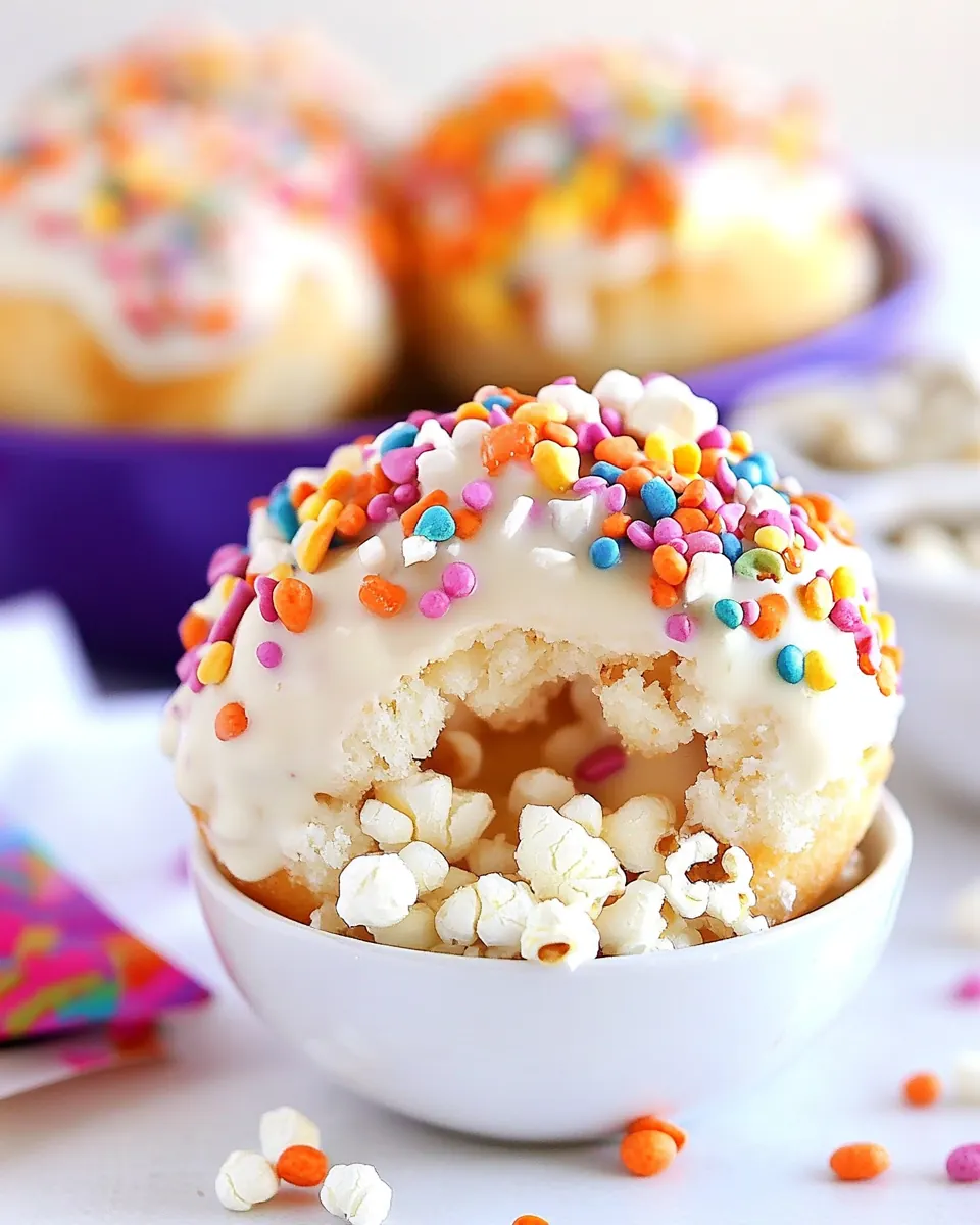 White Chocolate Funfetti Popcorn Donuts