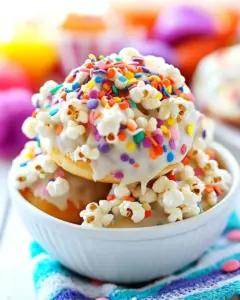 White Chocolate Funfetti Popcorn Donuts