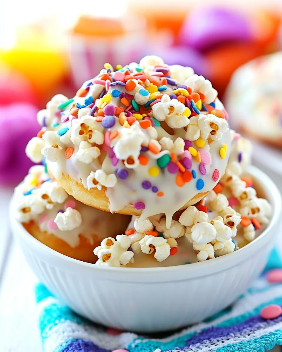 White Chocolate Funfetti Popcorn Donuts