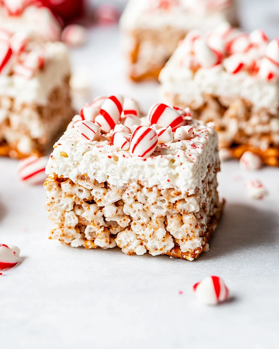 White Chocolate Peppermint Pretzel Rice Krispie Treats