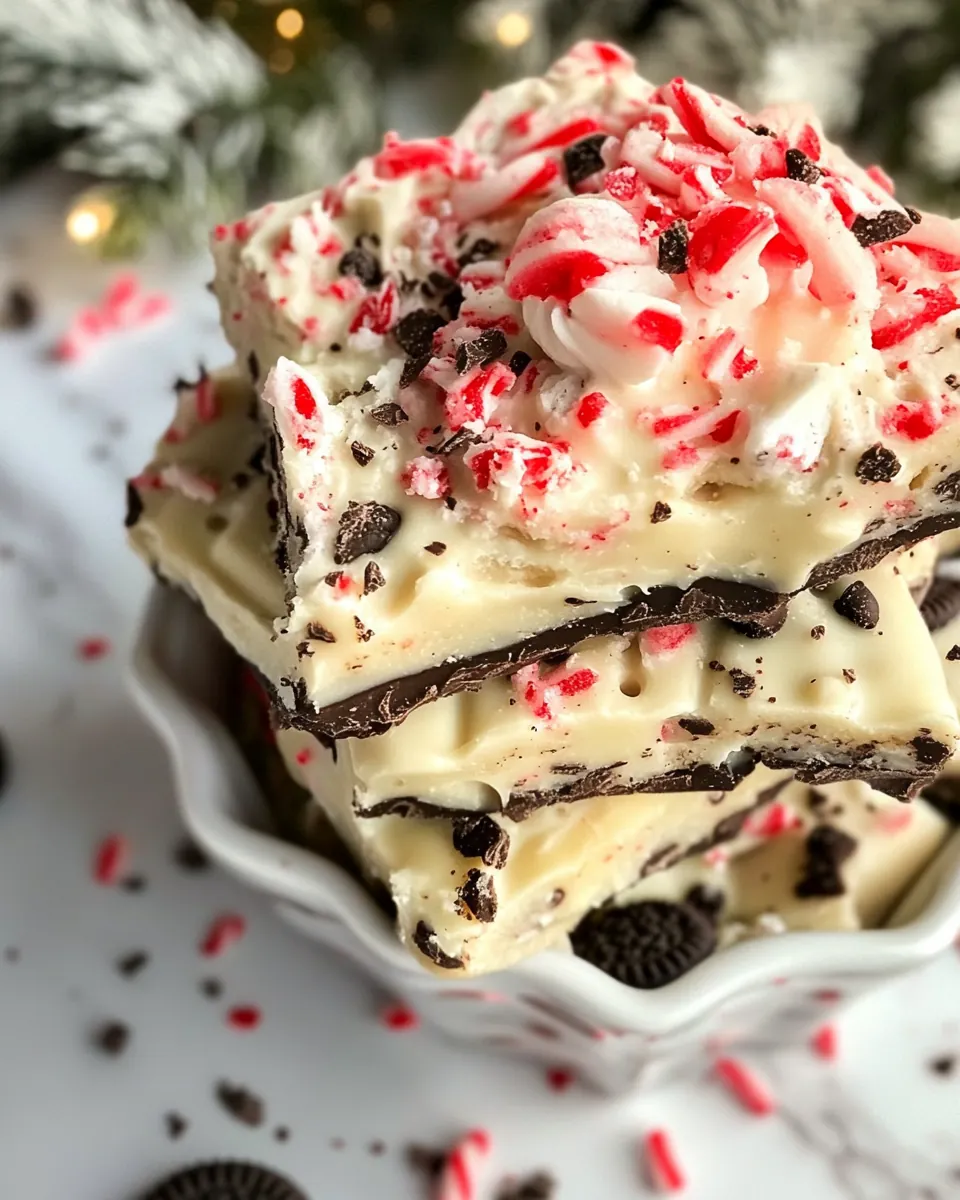 White Chocolate Saltine Toffee with Oreos and Peppermints